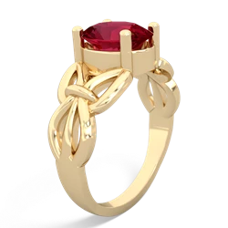 Lab Ruby Celtic Knot Cocktail 14K Yellow Gold ring R2377