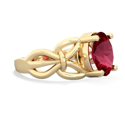 Lab Ruby Celtic Knot Cocktail 14K Yellow Gold ring R2377