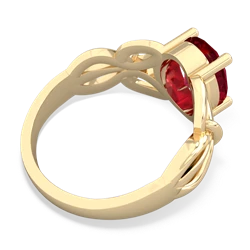 Lab Ruby Celtic Knot Cocktail 14K Yellow Gold ring R2377