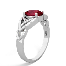 Lab Ruby Celtic Trinity Knot 14K White Gold ring R2389