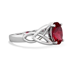 Lab Ruby Celtic Trinity Knot 14K White Gold ring R2389