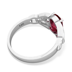 Lab Ruby Celtic Trinity Knot 14K White Gold ring R2389