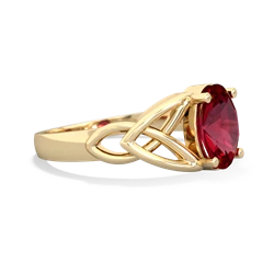 Lab Ruby Celtic Trinity Knot 14K Yellow Gold ring R2389