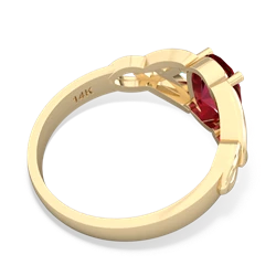 Lab Ruby Celtic Trinity Knot 14K Yellow Gold ring R2389