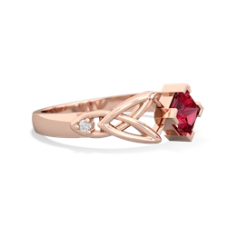 Lab Ruby Celtic Knot Princess 14K Rose Gold ring R3349