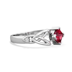 Lab Ruby Celtic Knot Princess 14K White Gold ring R3349