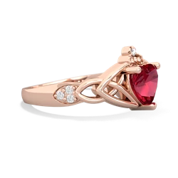 Lab Ruby Claddagh Celtic Knot Diamond 14K Rose Gold ring R5001