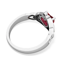 Lab Ruby Claddagh Celtic Knot Diamond 14K White Gold ring R5001