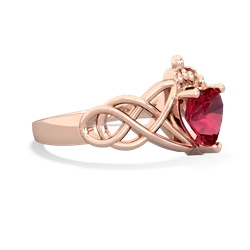 Lab Ruby Claddagh Celtic Knot 14K Rose Gold ring R2367