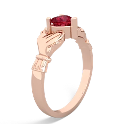 Lab Ruby Claddagh 14K Rose Gold ring R2370