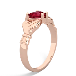 Lab Ruby Claddagh Diamond Crown 14K Rose Gold ring R2372