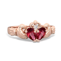 Lab Ruby 'Our Heart' Claddagh 14K Rose Gold ring R2388