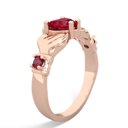 Lab Ruby Claddagh Keepsake 14K Rose Gold ring R5245
