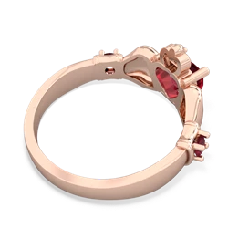 Lab Ruby Claddagh Keepsake 14K Rose Gold ring R5245