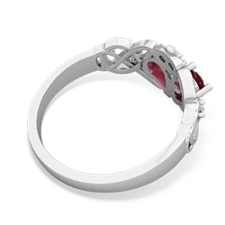 Lab Ruby 'One Heart' Celtic Knot Claddagh 14K White Gold ring R5322