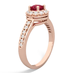 Lab Ruby Diamond Halo 14K Rose Gold ring R5370