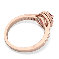 Lab Ruby Diamond Halo 14K Rose Gold ring R5370