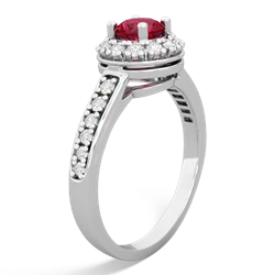 Lab Ruby Diamond Halo 14K White Gold ring R5370