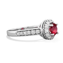 Lab Ruby Diamond Halo 14K White Gold ring R5370