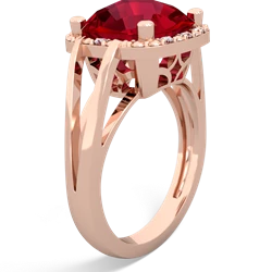 Lab Ruby Art Deco Cocktail 14K Rose Gold ring R2498