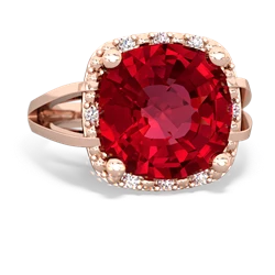 Lab Ruby Art Deco Cocktail 14K Rose Gold ring R2498