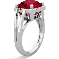 Lab Ruby Art Deco Cocktail 14K White Gold ring R2498