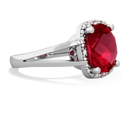 Lab Ruby Art Deco Cocktail 14K White Gold ring R2498