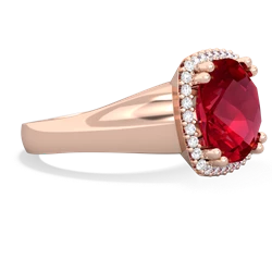 Lab Ruby Halo Cocktail 14K Rose Gold ring R2544