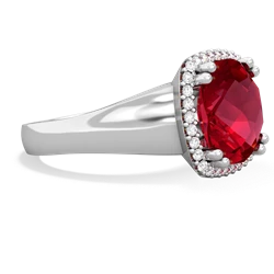 Lab Ruby Halo Cocktail 14K White Gold ring R2544