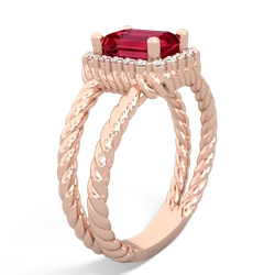 Lab Ruby Rope Split Band 14K Rose Gold ring R2628