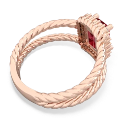 Lab Ruby Rope Split Band 14K Rose Gold ring R2628