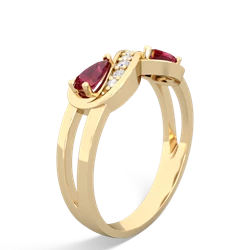 Lab Ruby Diamond Infinity 14K Yellow Gold ring R5390