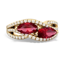 Lab Ruby Diamond Rivers 14K Yellow Gold ring R3070