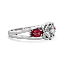 Lab Ruby Hearts Intertwined 14K White Gold ring R5880