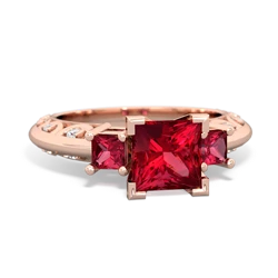 Lab Ruby Eternal Embrace Engagement 14K Rose Gold ring C2001