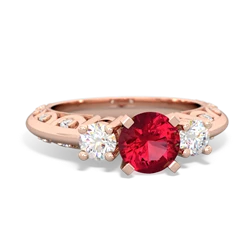 Lab Ruby Art Deco 14K Rose Gold ring R2003