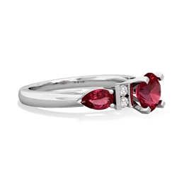 Lab Ruby 6Mm Round Eternal Embrace Engagement 14K White Gold ring R2005