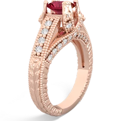 Lab Ruby Antique Style 14K Rose Gold ring R2028