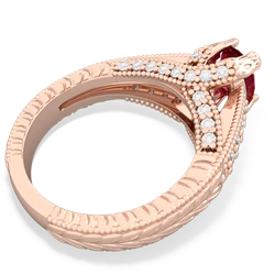 Lab Ruby Antique Style 14K Rose Gold ring R2028
