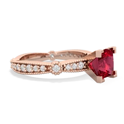 Lab Ruby Sparkling Tiara 6Mm Princess 14K Rose Gold ring R26296SQ