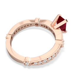 Lab Ruby Sparkling Tiara 7X5mm Emerald-Cut 14K Rose Gold ring R26297EM