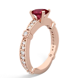 Lab Ruby Sparkling Tiara 7X5mm Oval 14K Rose Gold ring R26297VL