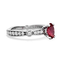 Lab Ruby Sparkling Tiara 7X5mm Oval 14K White Gold ring R26297VL