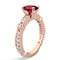 Lab Ruby Sparkling Tiara 8X6 Oval 14K Rose Gold ring R26298VL