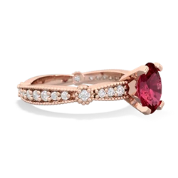 Lab Ruby Sparkling Tiara 8X6 Oval 14K Rose Gold ring R26298VL