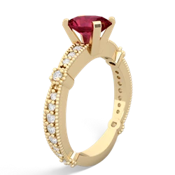 Lab Ruby Sparkling Tiara 8X6 Oval 14K Yellow Gold ring R26298VL