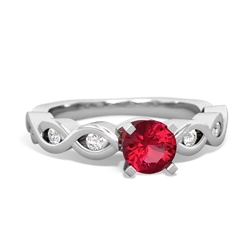 Lab Ruby Infinity 5Mm Round Engagement 14K White Gold ring R26315RD