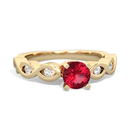 Lab Ruby Infinity 5Mm Round Engagement 14K Yellow Gold ring R26315RD