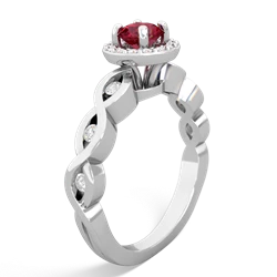 Lab Ruby Infinity Halo Engagement 14K White Gold ring R26315RH