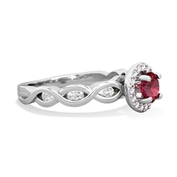 Lab Ruby Infinity Halo Engagement 14K White Gold ring R26315RH